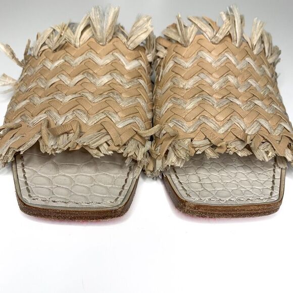 Christian Louboutin Soudana Raffia Flat Slip On Sandals EU 36.5 US 6.5 Low Heel - Picture 3 of 10